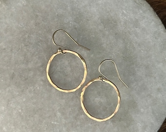 Gold fill wire hoops, lightly forged 3/4 inch, 16 gauge wire