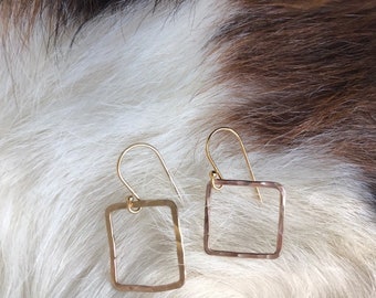 14k gold fill wire squares, lightly forged 5/8 inch, 16 gauge wire