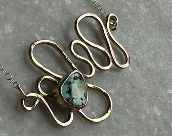 Marlee gold necklace with triangle turquoise stone