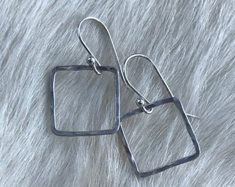 Sterling silver wire squares, lightly forged 1/2 inch, 18 gauge wire
