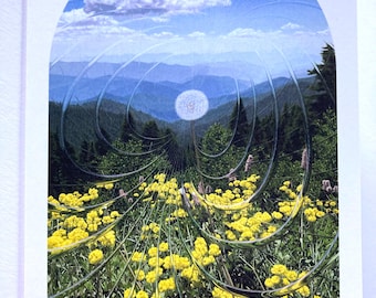 Surreal, 5 x 7 card of "altered realism" painting "Flaura". Acrylic painting greeting card.