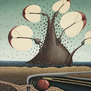 Surrealista, anatómico biológico. Arte científico. Tarjeta de bellas artes de 5 x 7 de la pintura "Sounds Like Infinity". Por Micah Ofstedahl