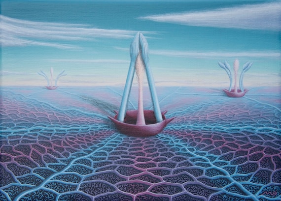 anatomical Psychedelic art In 3 sizes. Radiolarians Trippy painting Surrealism biological print of painting Surreal art
