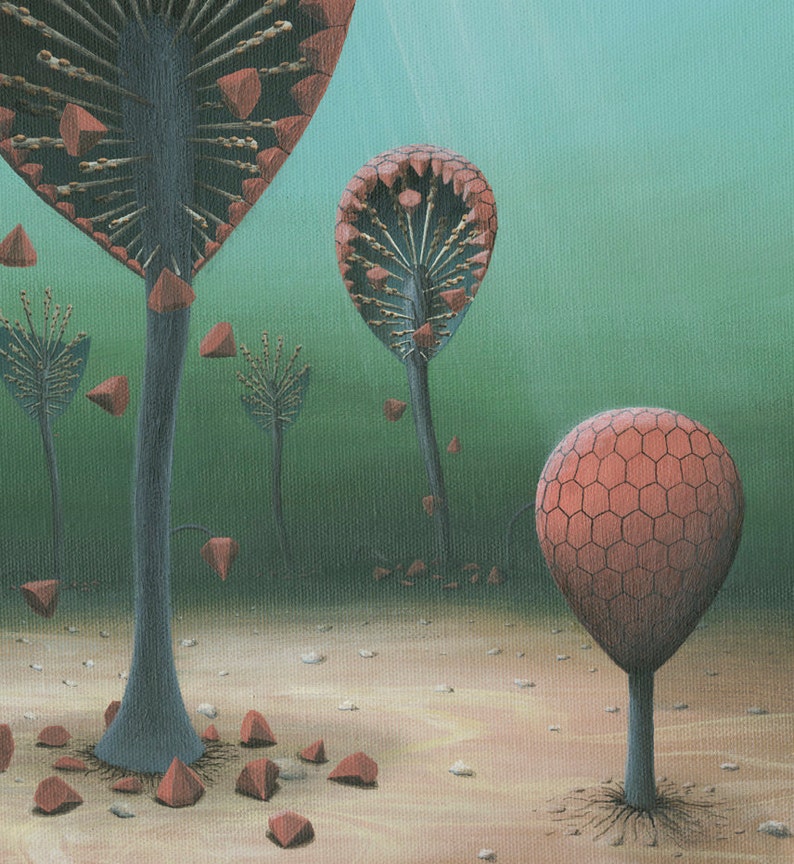 Surreal print of scientific, biological painting Resilience available in 3 sizes. Microbiology, surrealism, art. image 2