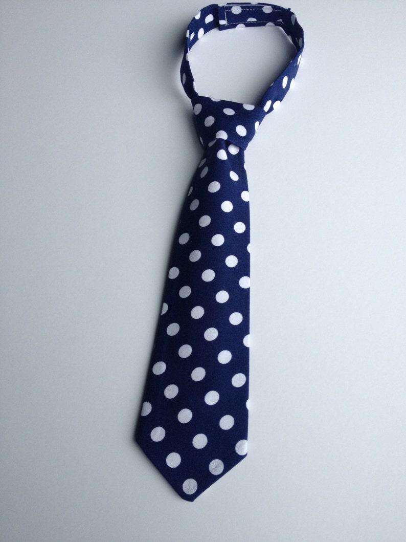 Boys Neck Tie Navy Blue and White Polka Dot Necktie Infant Etsy