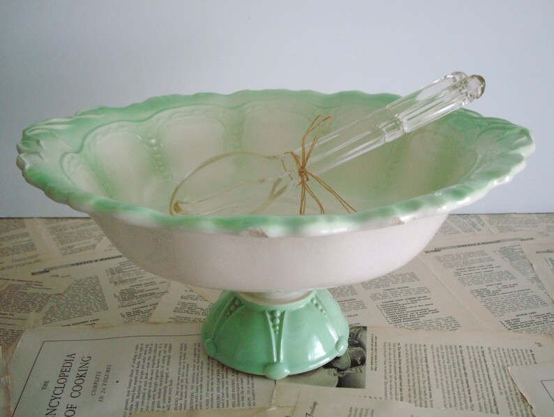 Vintage Salad BOWL Serving STAND with FREE Glass Salad Etsy