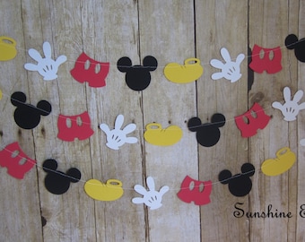 10 ft mickey mouse inspired paper garland banner decorations birthday clubhouse black white red yellow