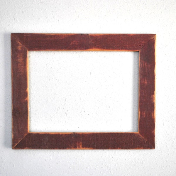 12 x 16" Weathered, Reclaimed Farm Picket Frame, Distressed Red