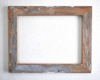 12 x 16 Faded Chippy Gray and Exposed Wood Frame, Reclaimed Old Homestead Door Trim, One-of-a-kind