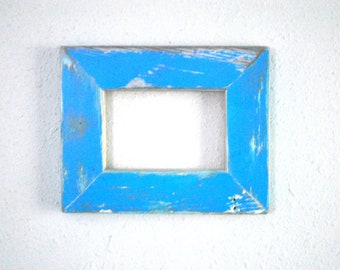 4 x 6 Chipping Vibrant Blue Reclaimed Curbside Stool Frame, Reclaimed and Re-purposed, One-of-a-Kind.