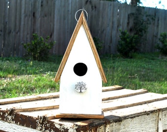 Rustic Blue Bird House. Reclaimed Pickets and Trims