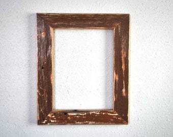 9 x 12" Distressed Cabinet Door, Brown Wood,Reclaimed Frame, Repurposed Rustic