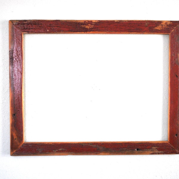 18 x 24 Faded Red Weathered Frame. Reclaimed, Red, and Rustic,  Barn Siding, One-of-a-kind