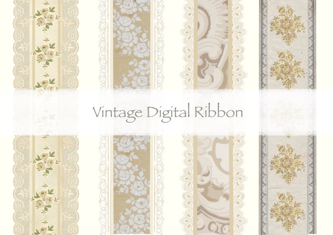 Vintage Inspired Ribbon Digital Download Junk Journal Supplies - Etsy