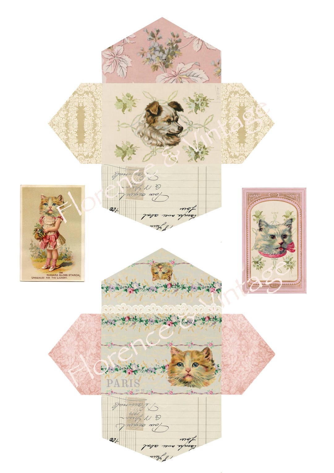 Sweet Pets Cat Dog Envelopes Digital Download Junk Journal Supplies - Etsy