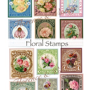 Sellos florales Descarga digital Fussy Cut Junk Journal