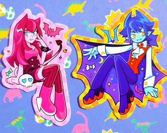 Demon Girl and Vampire Boy Vinyl Stickers
