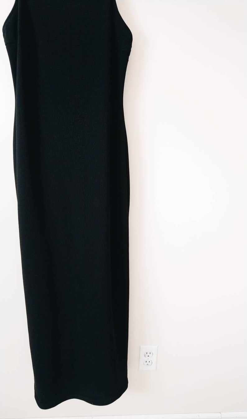 Vintage 90s black minimal strap maxi dress