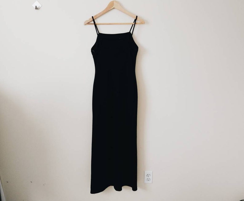 Vintage 90s black minimal strap maxi dress
