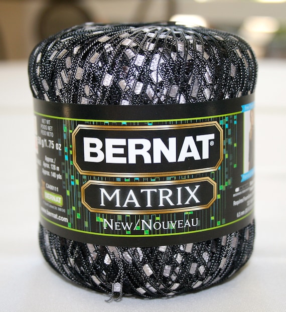 Novelty Yarn, Ribbon Yarn, Bernat Matrix, Black, Silver -  Canada