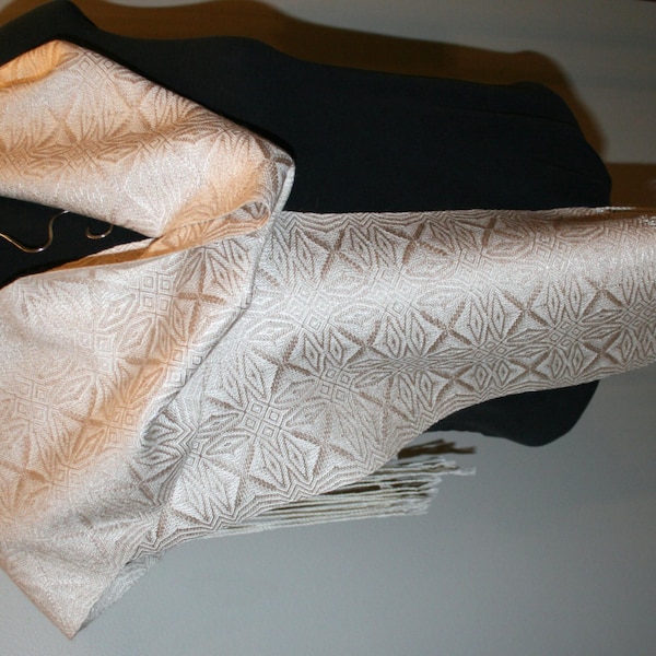 Soft Gold Snowflake Handwoven Scarf, Hand Made