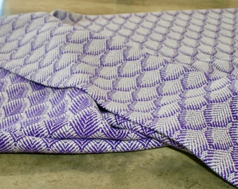 Handwoven, Hand Made, Kitchen Towel, Leaf Pattern, Cotton, Purple, Off White