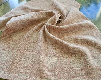 Handwoven, Kitchen Towel, Table Center, Cotton, Elegant Pattern, Tawny Rose, Cream