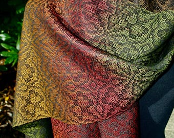 Hand-Painted Autumn Scarf: Baroque Cotton Tencel Coat Scarf