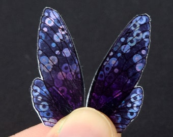 Iridescent purple fairy wings for crafting - gothic insect wings with holo shimmer - multiple sizes - small acetate wings for dolls