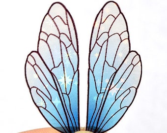 Blue Ice fairy wings for crafting - iridescent blue insect wings with holo shimmer - multiple sizes - small acetate wings for scrapbooking