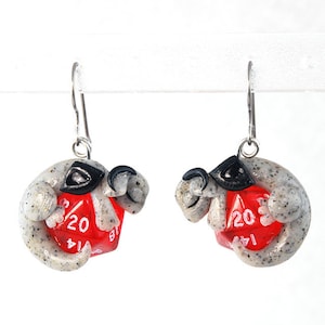 Baby dice dragon earrings, design your own dragon earrings, pick your colors, d20 jewelry, Dungeons and Dragons, DnD, polymer clay jewelry