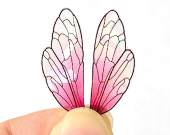 Pink Sugar fairy wings for crafting, colorful iridescent insect wings, available in multiple sizes, small acetate wings for jewelry making