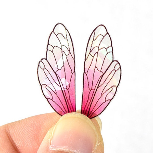 Pink Sugar fairy wings for crafting, colorful iridescent insect wings, available in multiple sizes, small acetate wings for jewelry making