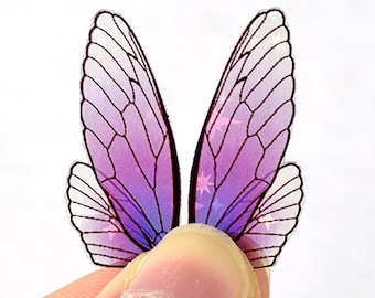 Iridescent Amethyst Purple Fairy Wings: Holo Shimmer Plastic Wings for Dolls or Crafting
