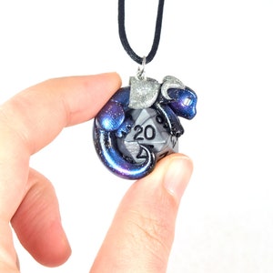 Design your own dice dragon necklace, cute baby dragon pendant, d20 necklace, Dungeons and Dragons, DnD, polymer clay jewelry, gamer gift image 3