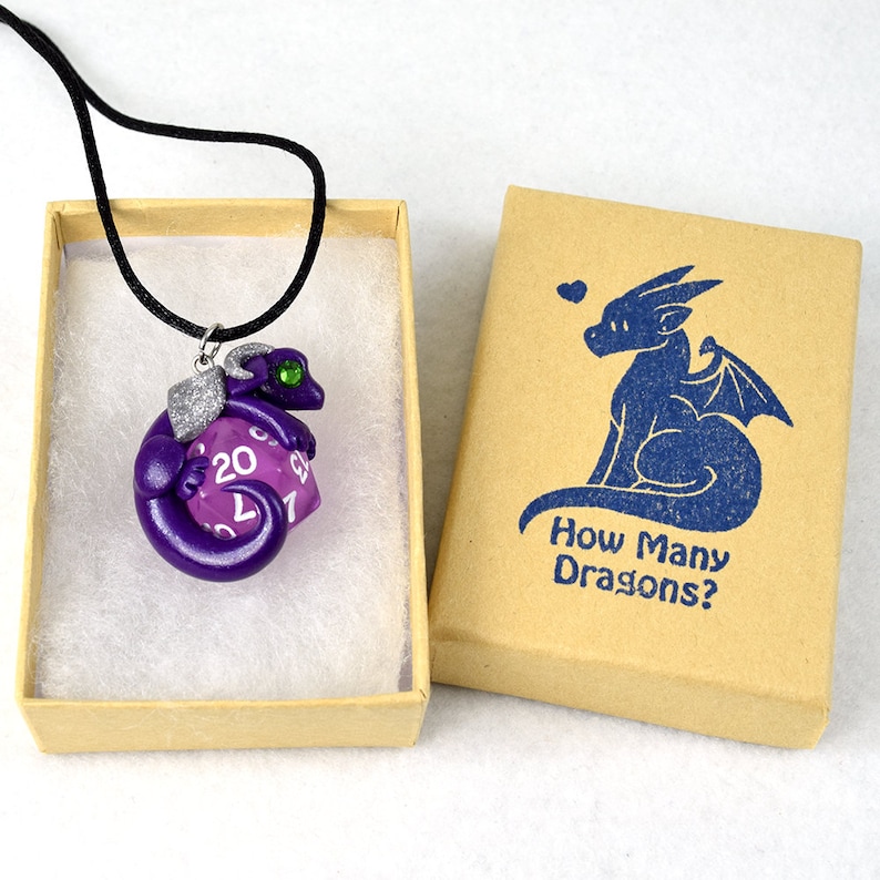 Design your own dice dragon necklace, cute baby dragon pendant, d20 necklace, Dungeons and Dragons, DnD, polymer clay jewelry, gamer gift image 9