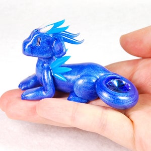 September Birthstone Dragon With Sapphire Gem - Blue Dragon Figurine ...