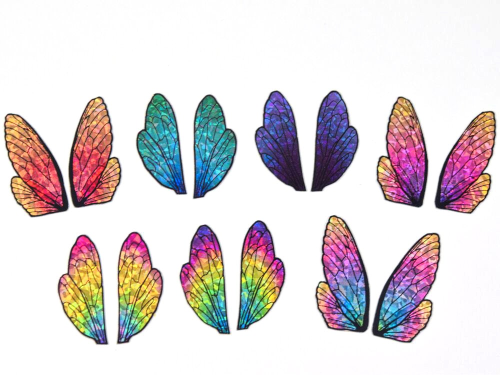 Miniature fairy wings for crafting - colorful cicada and hornet wings with holo glitter - multiple color options - small 1 inch wings