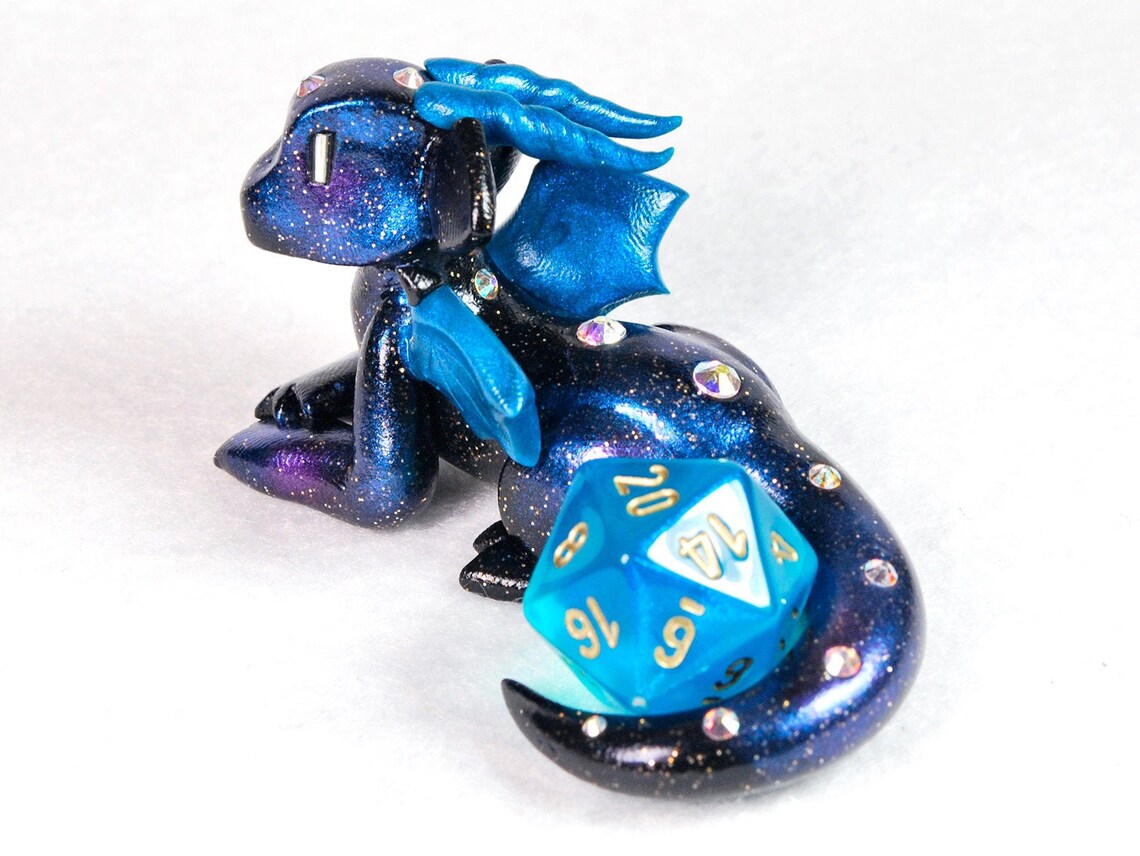 Galaxy dice holder dragon figurine d20 die guardian star Etsy