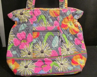 Vera Bradley Tropical Print Tote w/ Dual Quilted Straps, Snap Closure