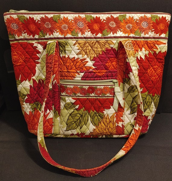 Vtg Vera Bradley Quilted Tote Bag w/ Quilted Handl