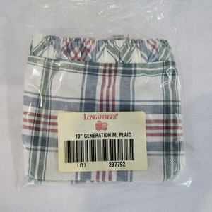 Longaberger Basket Liner - 10&quot; Generation M. Plaid New # 237792
