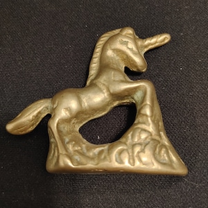 Vtg Miniature Solid Brass Unicorn Standing Figurine