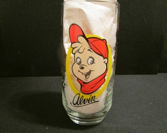 1985 Alvin & The Chipmunks Hardee's Promo Glass Tumbler - Alvin