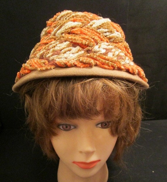 1960s Mr. John Jr. Hat Wool Base Fuzzy Yarn Weave