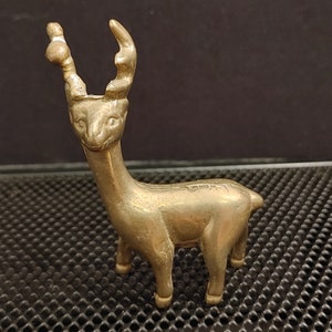 Vtg Miniature Solid Brass Reindeer