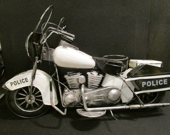 Vtg Art Deco Police Motorcycle Aluminum Art Figurine Statue