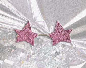 STERN MÄDCHEN | Rosa Swarovski Kristall Stern Sonnenbrille Y2K Strass Bling Festival Wear Rave Zubehör Geschenk für Sie UV400