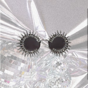 FOOTSCRAY - Occhiali da sole vintage rotondi Occhiali da sole Silver Spik Occhiali da sole di lusso in argento Occhiali da sole con strass Occhiali da sole impreziositi Australian