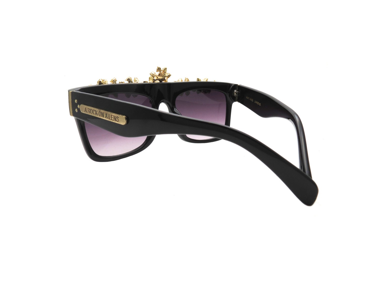 Swarovski Pearl Sunglasses: Handmade Black Flat Top 